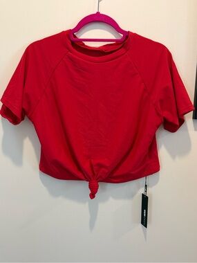 Red Knot-Front Women's Crop Top Swimsuit